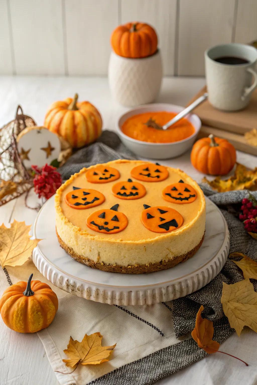 Jack-o'-lantern visages contribute a quintessential Halloween charm.