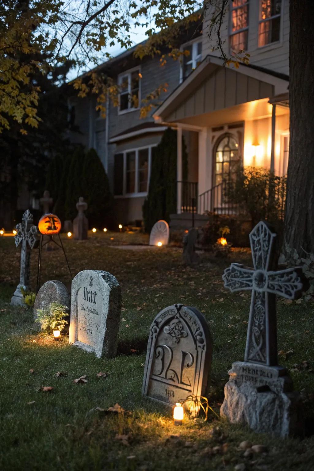 Tombstone imitations and illumination fashion a striking graveyard aesthetic