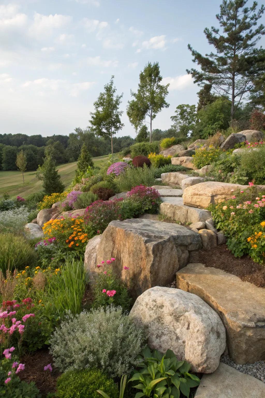 Rustic boulders bring natural beauty and structure to gardens.