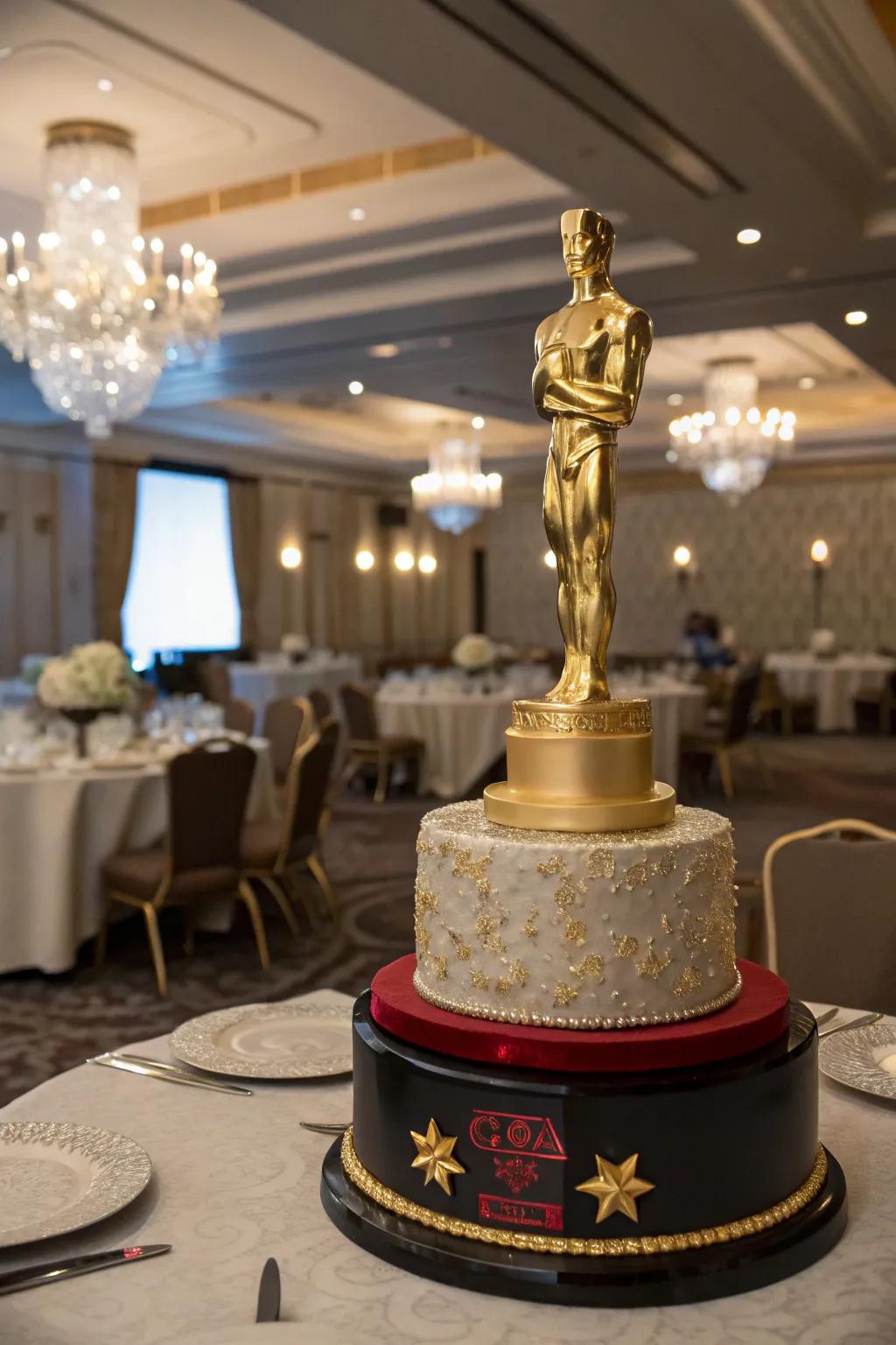 An Oscars-themed cake that brings the glamour of award night to your table.