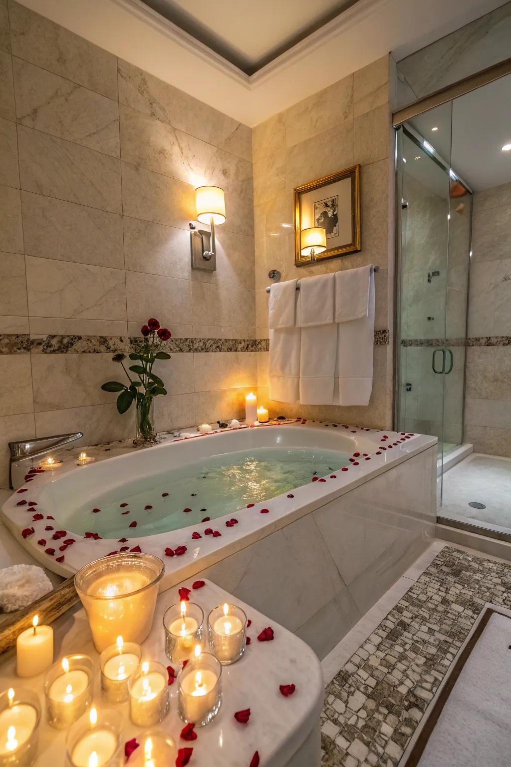 Transform the bathroom into a relaxing oasis with floating candles.