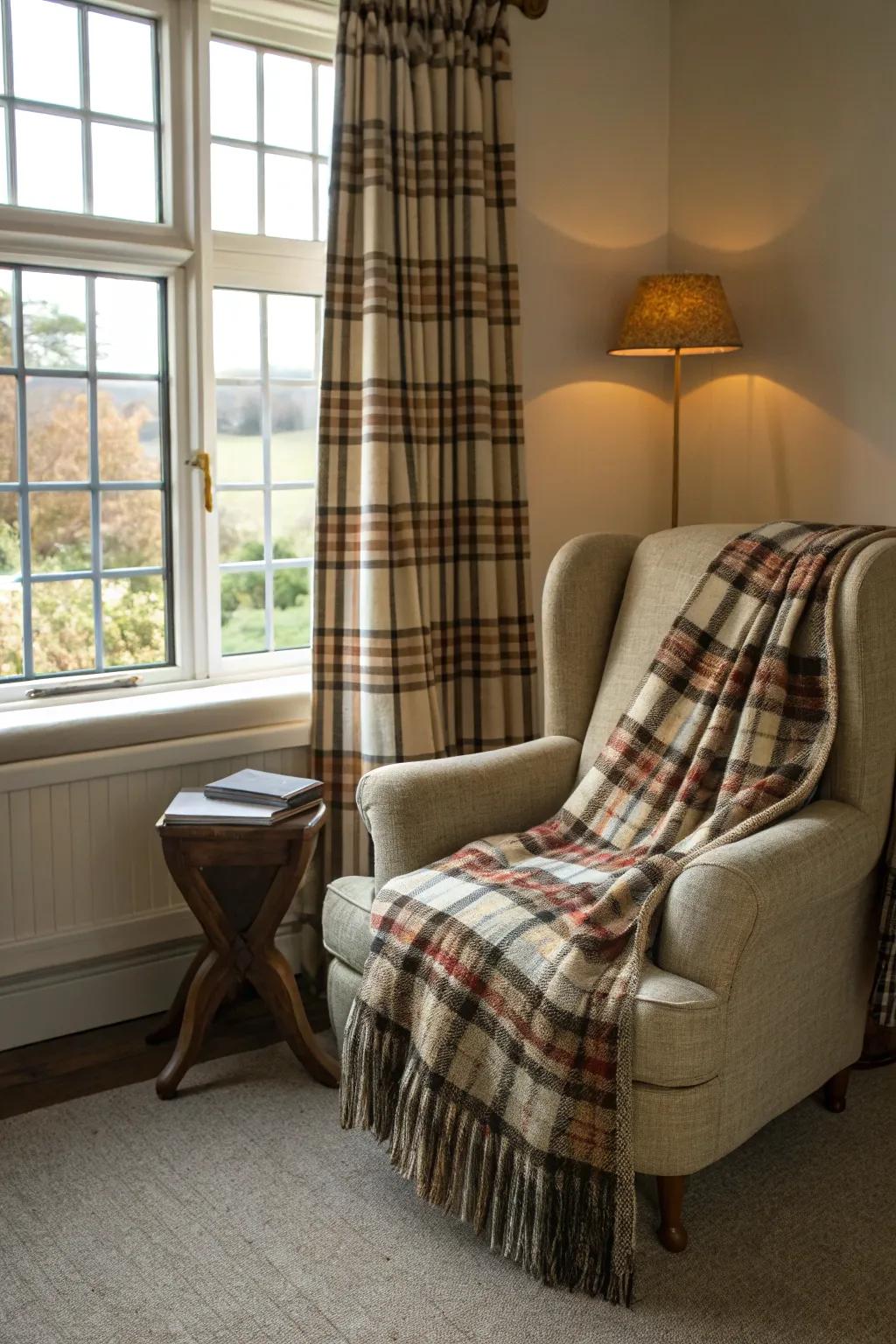 Tartan and checked woven materials contribute an ageless cabin-style charm.
