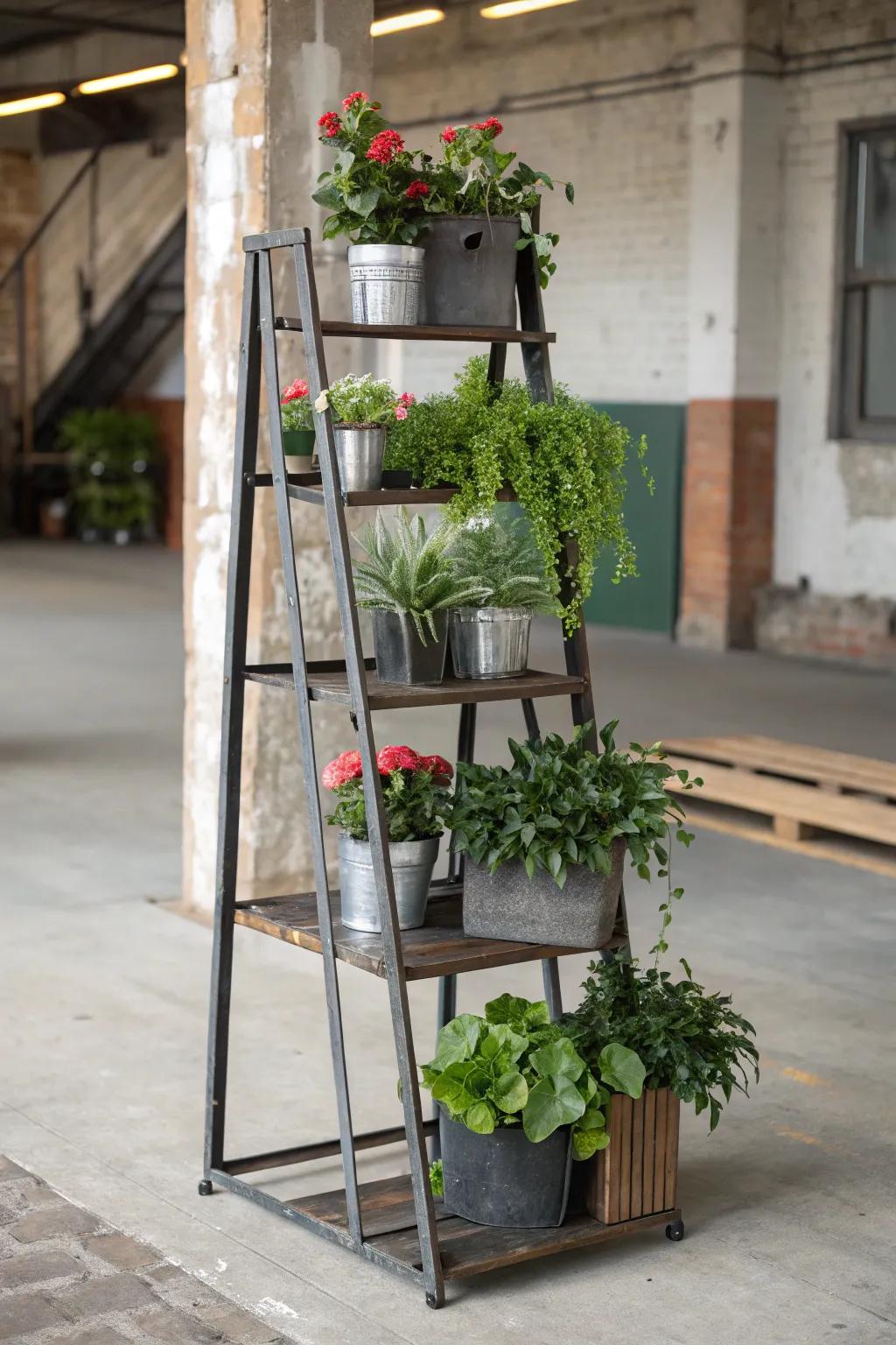 Combine industrial style with lush greenery.