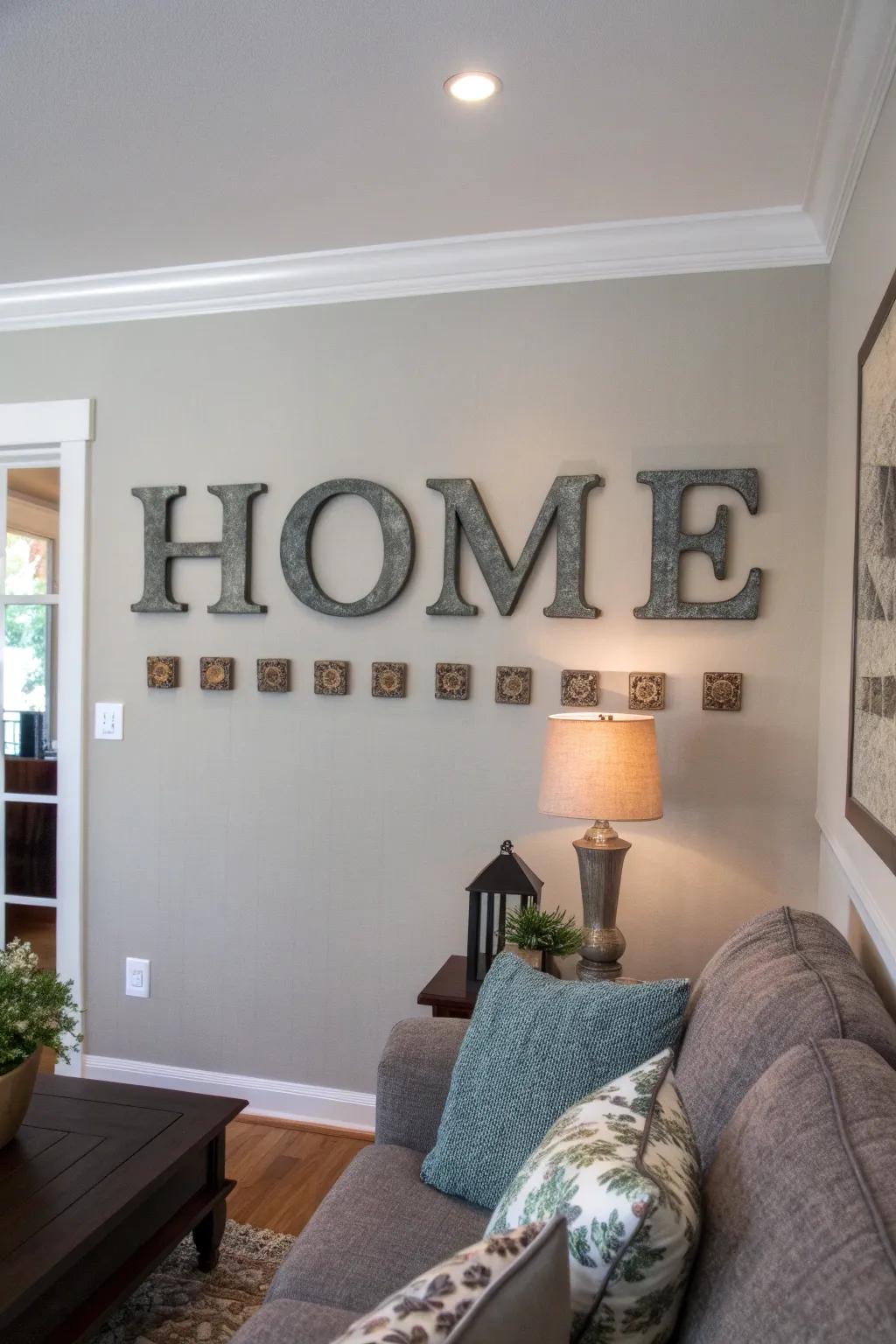 Contribute depth with layered letter boards.