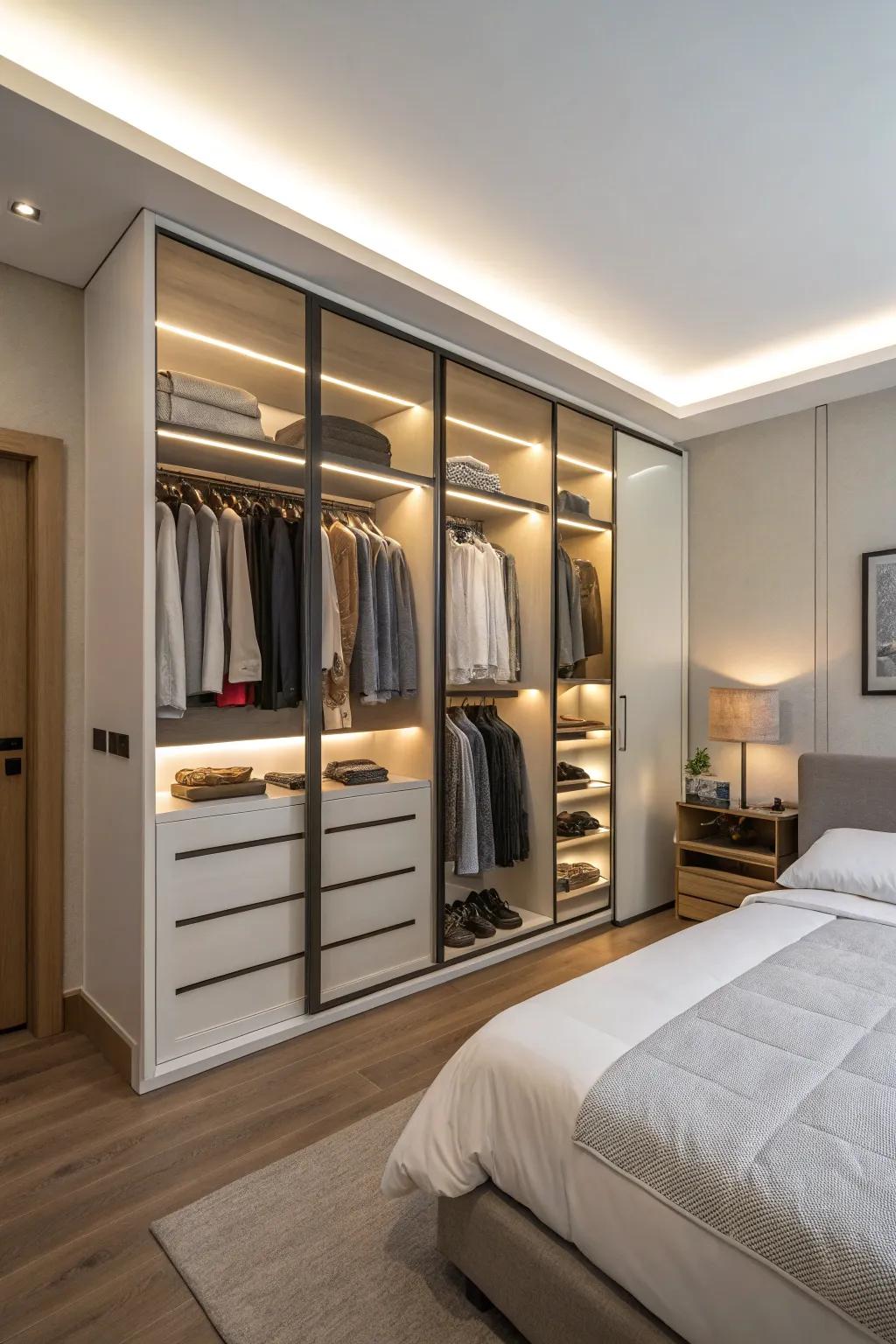 Wall-to-wall wardrobes: seamless and spacious.