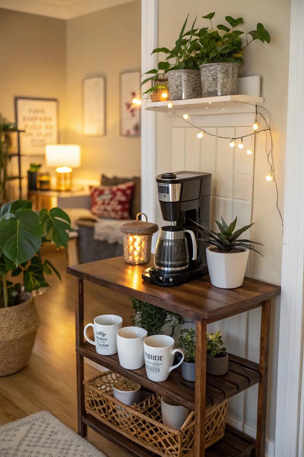 A well-designed coffee nook can be a kitchen highlight.