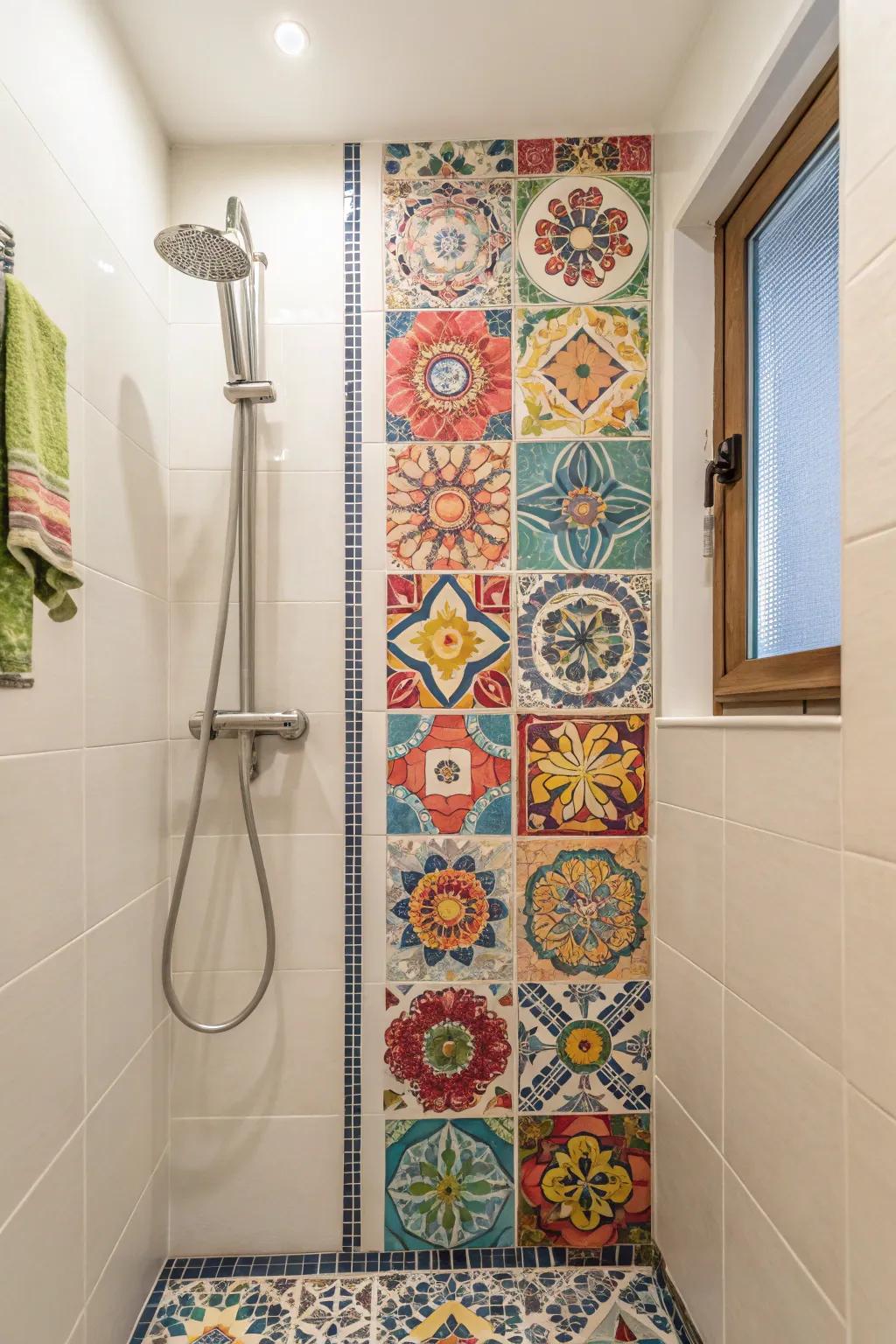 Mosaic tiles add a unique and artistic touch to your shower.