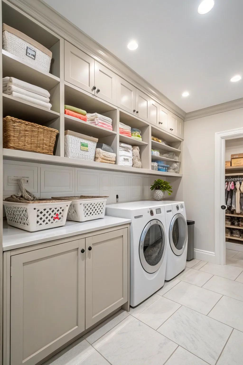 Floor-to-ceiling cabinets maximize storage in small spaces.