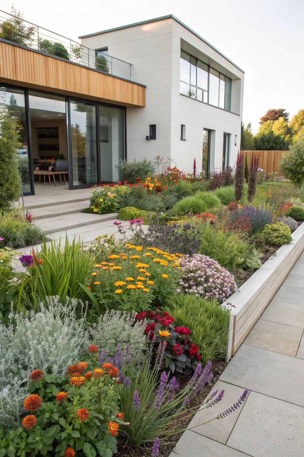 Edible plants add both beauty and functionality to flower beds.