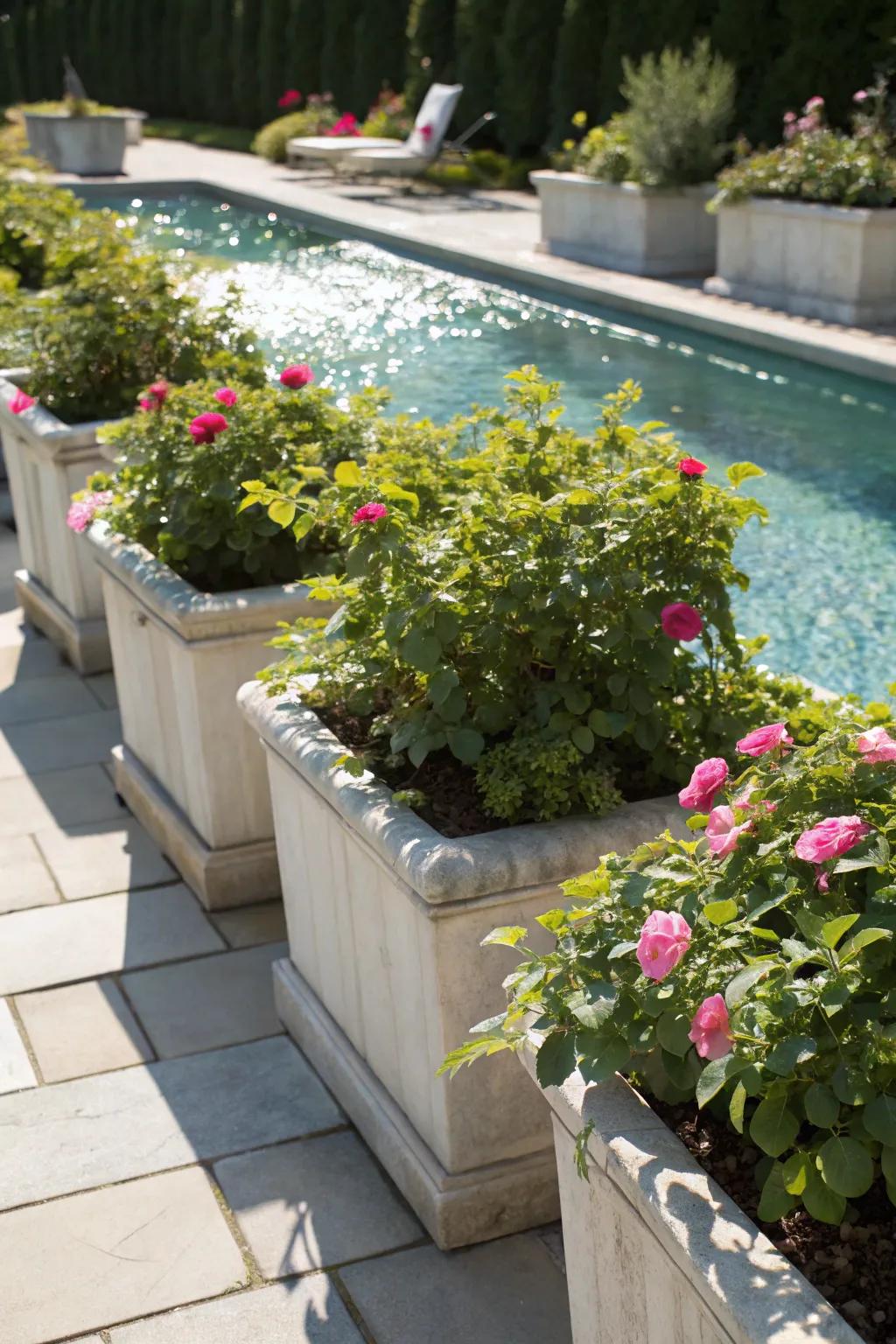 Moss roses bring a tropical vibe to poolside plantings.