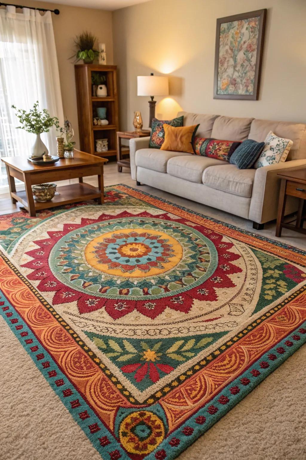 A statement rug can transform the entire room.