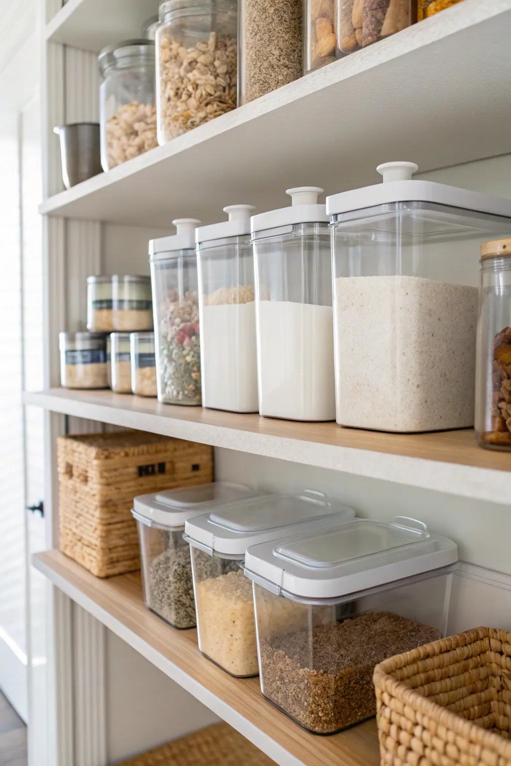 Airtight containers preserve freshness and ensure organization.