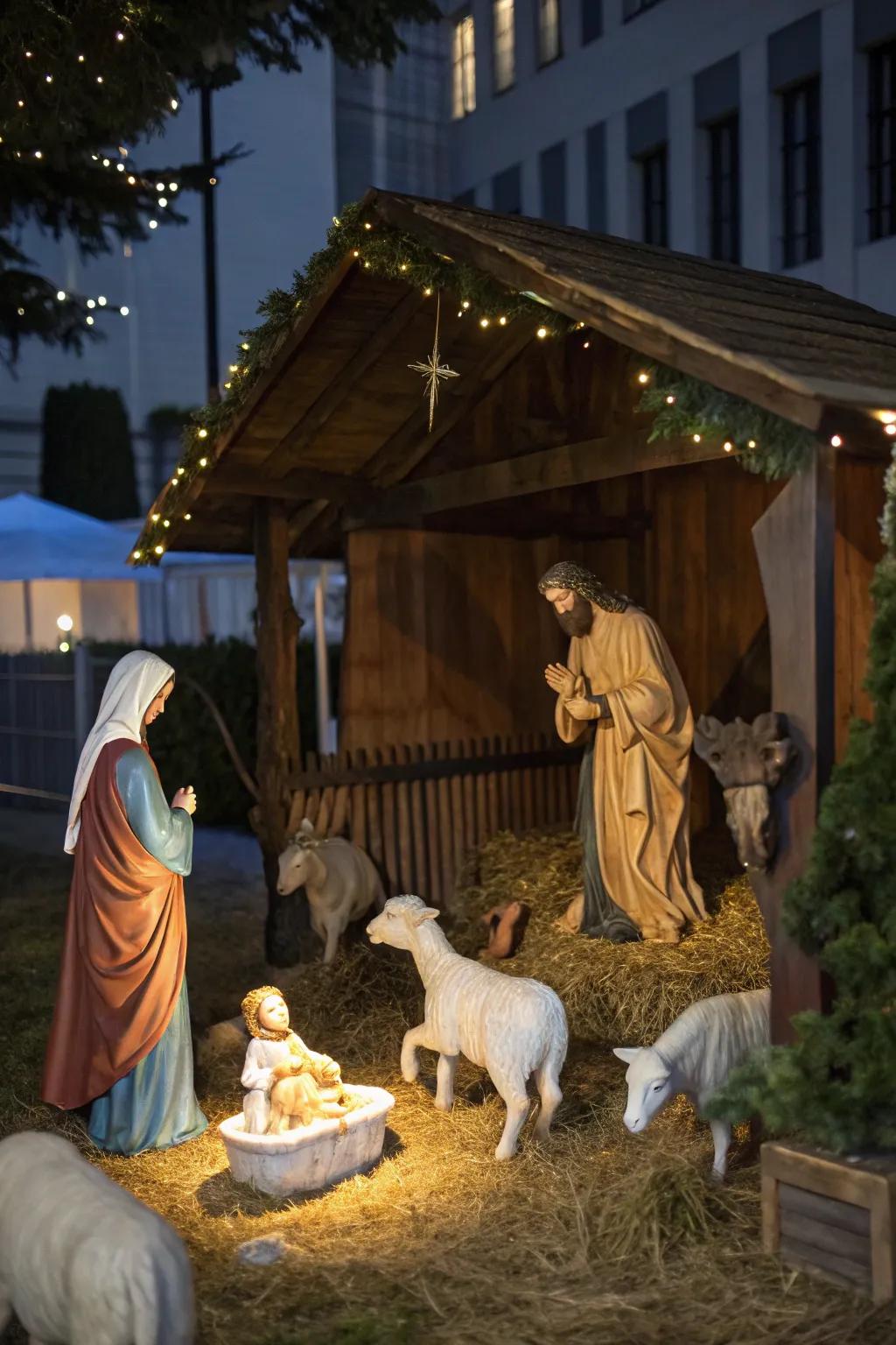 Engage with interactive nativity elements.