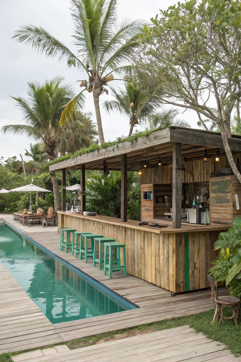 An eco-friendly bar showcases style with sustainability.