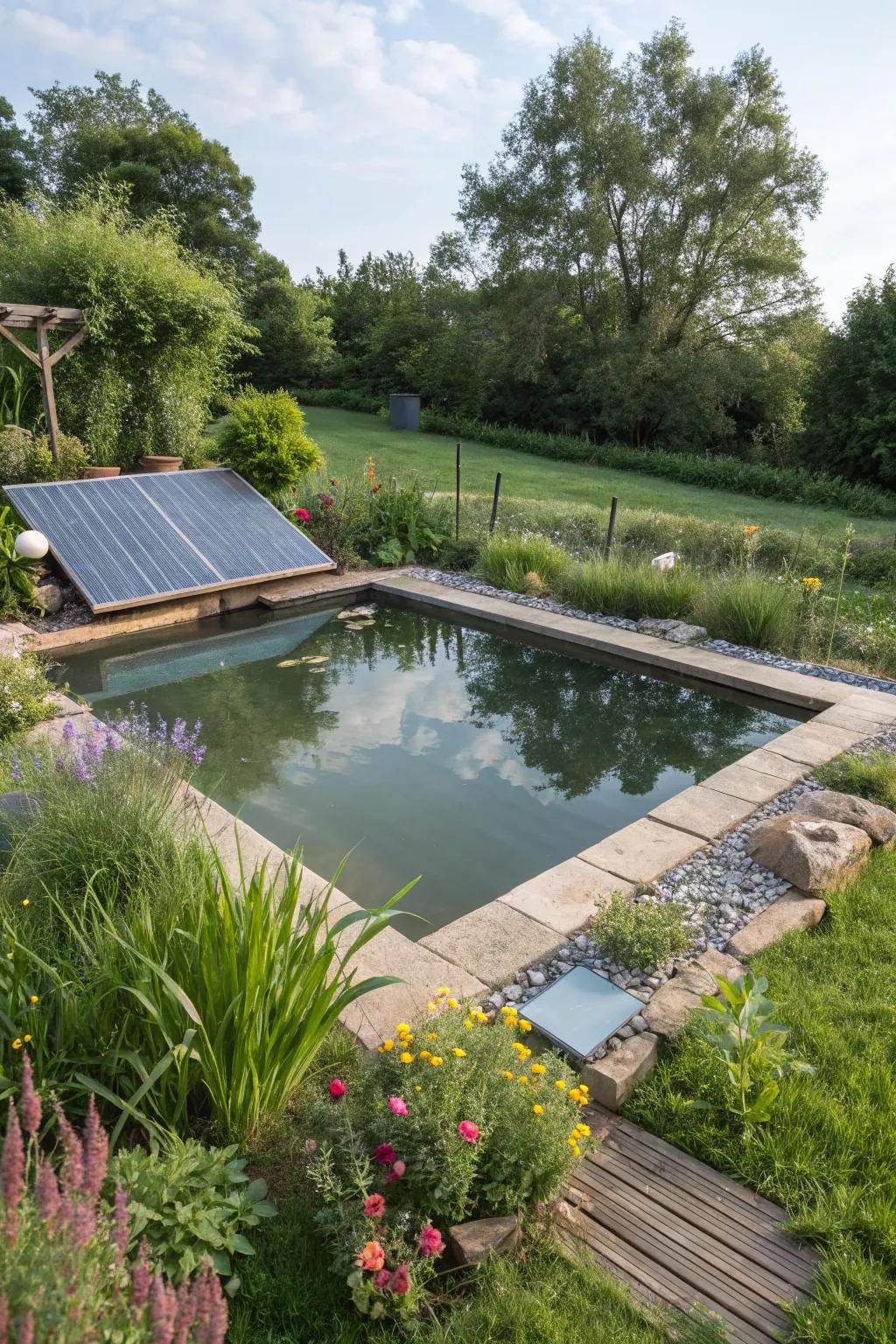 A pool pond designed with eco-friendliness in mind.