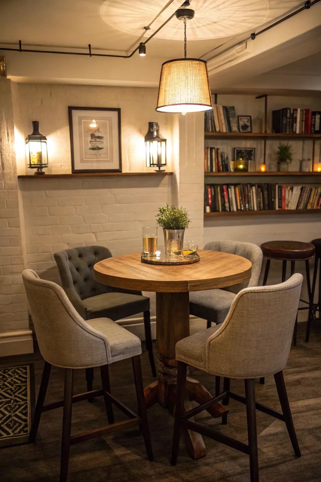 Foster connection with simple circular pub tables.