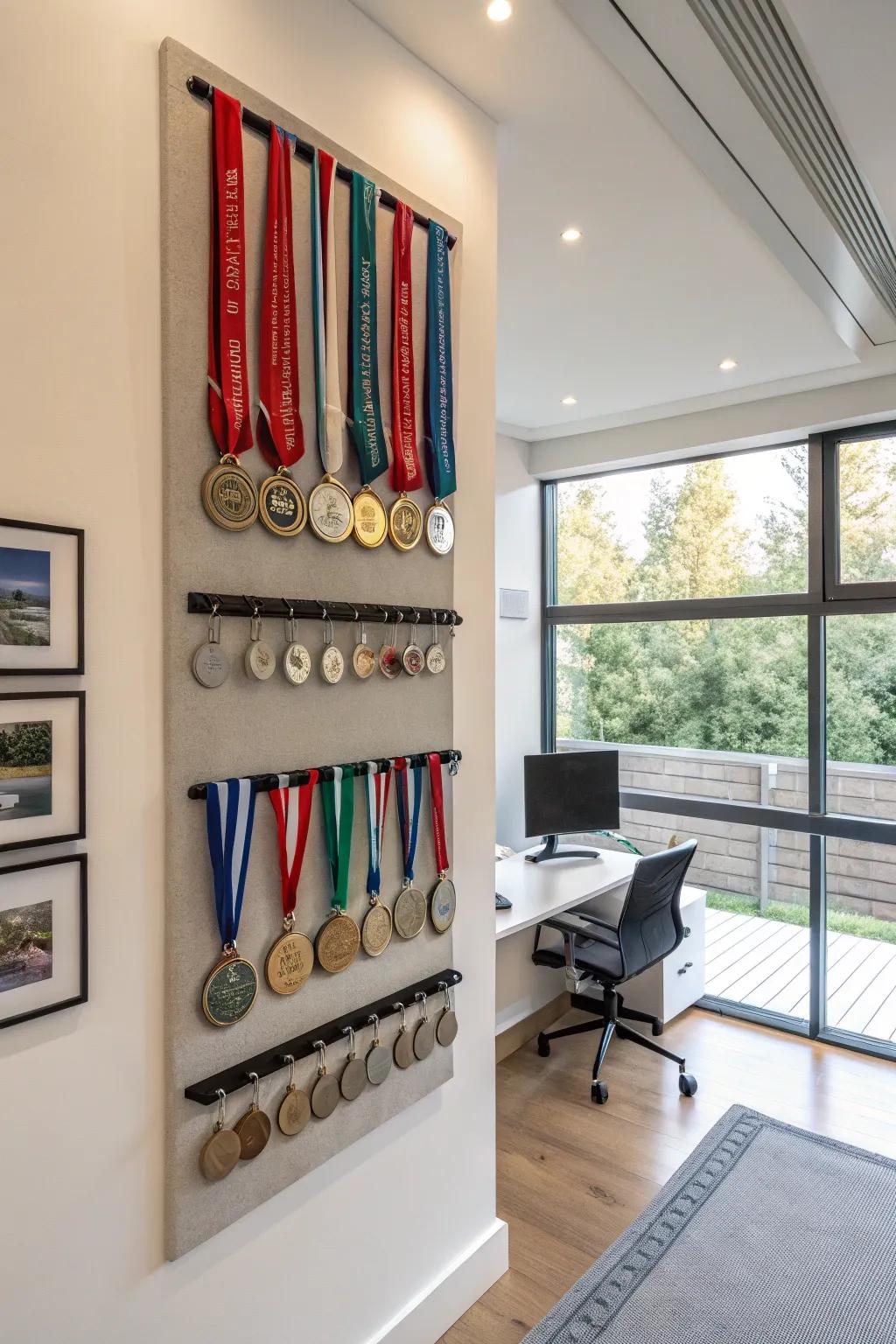 Multi-tiered displays offer elegance and space for growing medal collections.