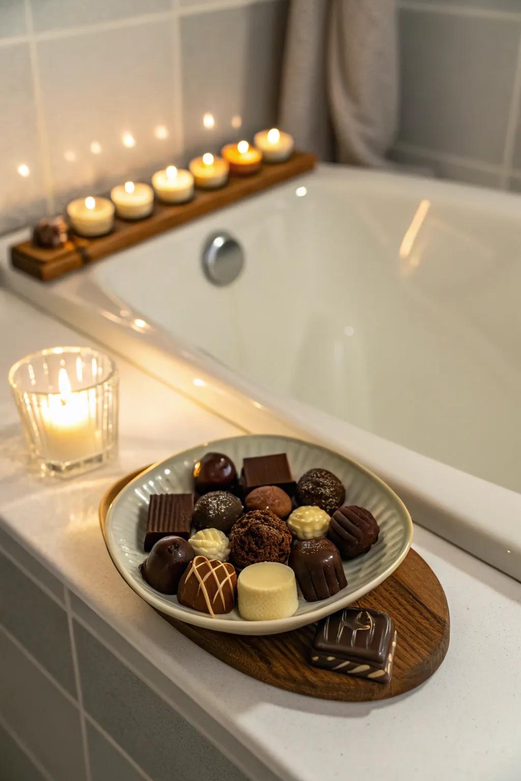 Sweet treats enhance the indulgence of your bath experience.