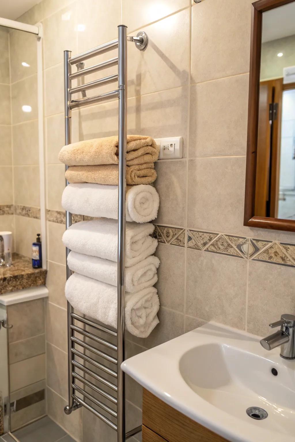 Create a stylish statement with a rising towel rack.