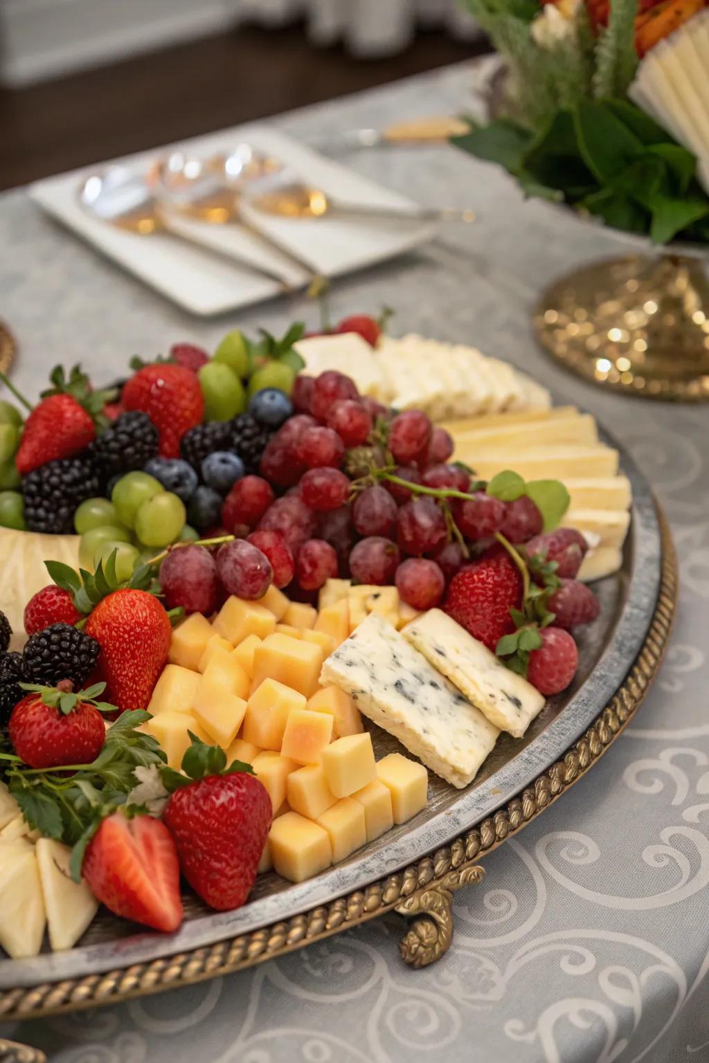 A delightful fruit and cheese pairing offering a balance of flavors.