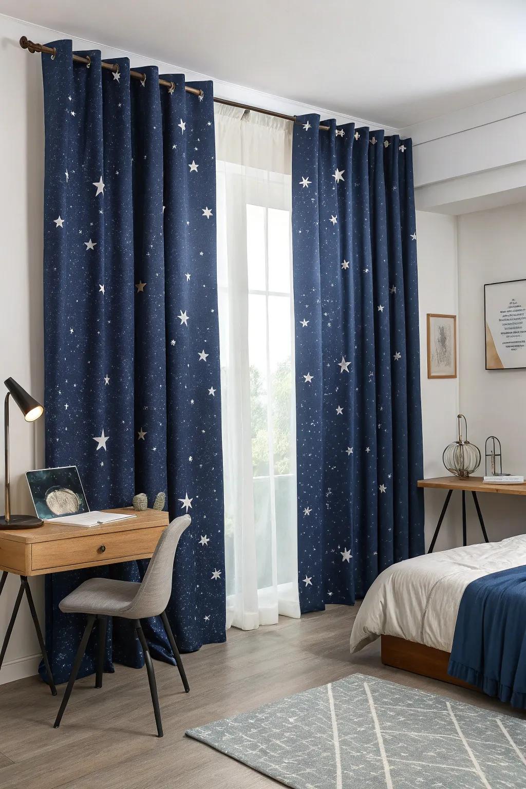 Cosmic curtains bring privacy and a celestial touch to your room.