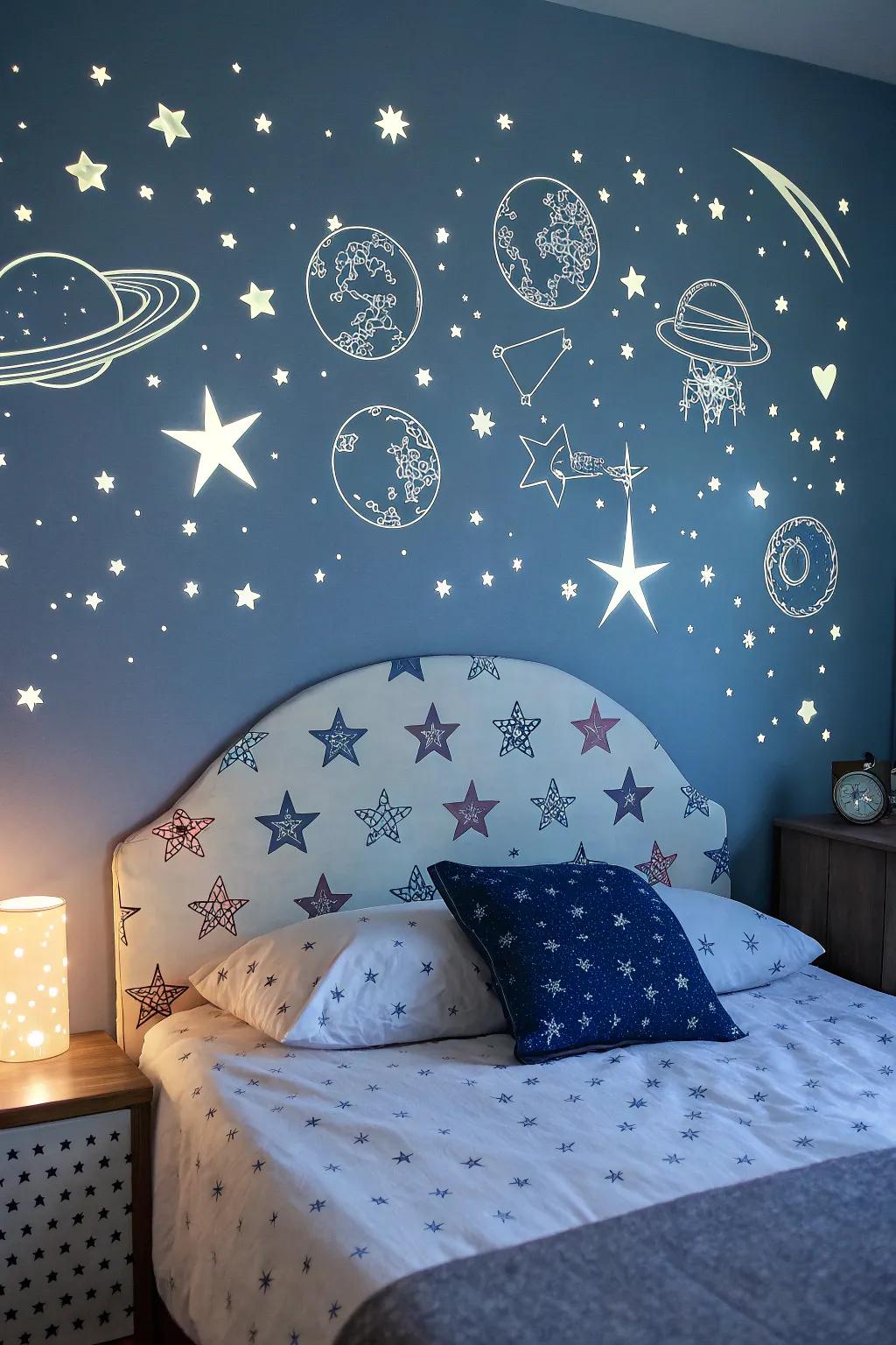 Transform your bedroom with a sticker headboard.