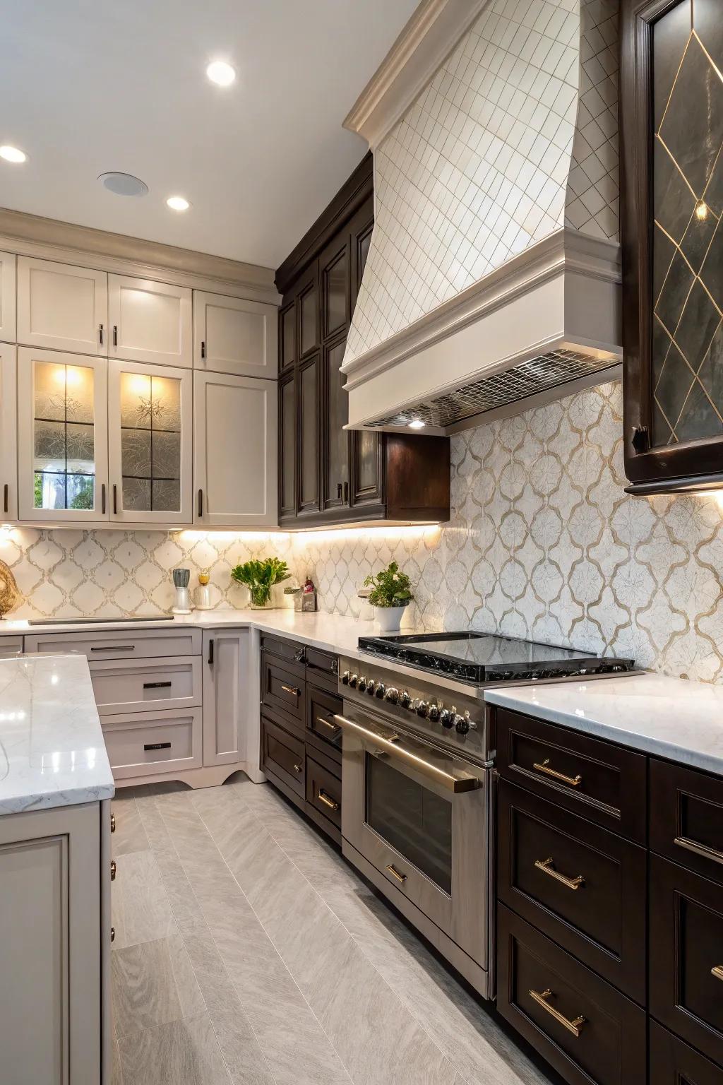 A kitchen showcasing the elegance of glossy and matte finishes together.