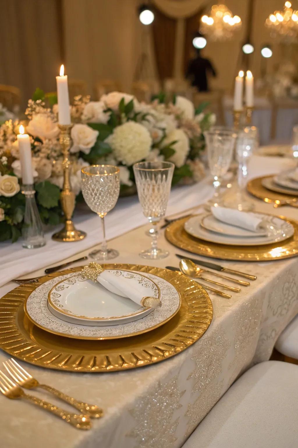 Gilded accents contribute a tinge of glamour to your tablescape.
