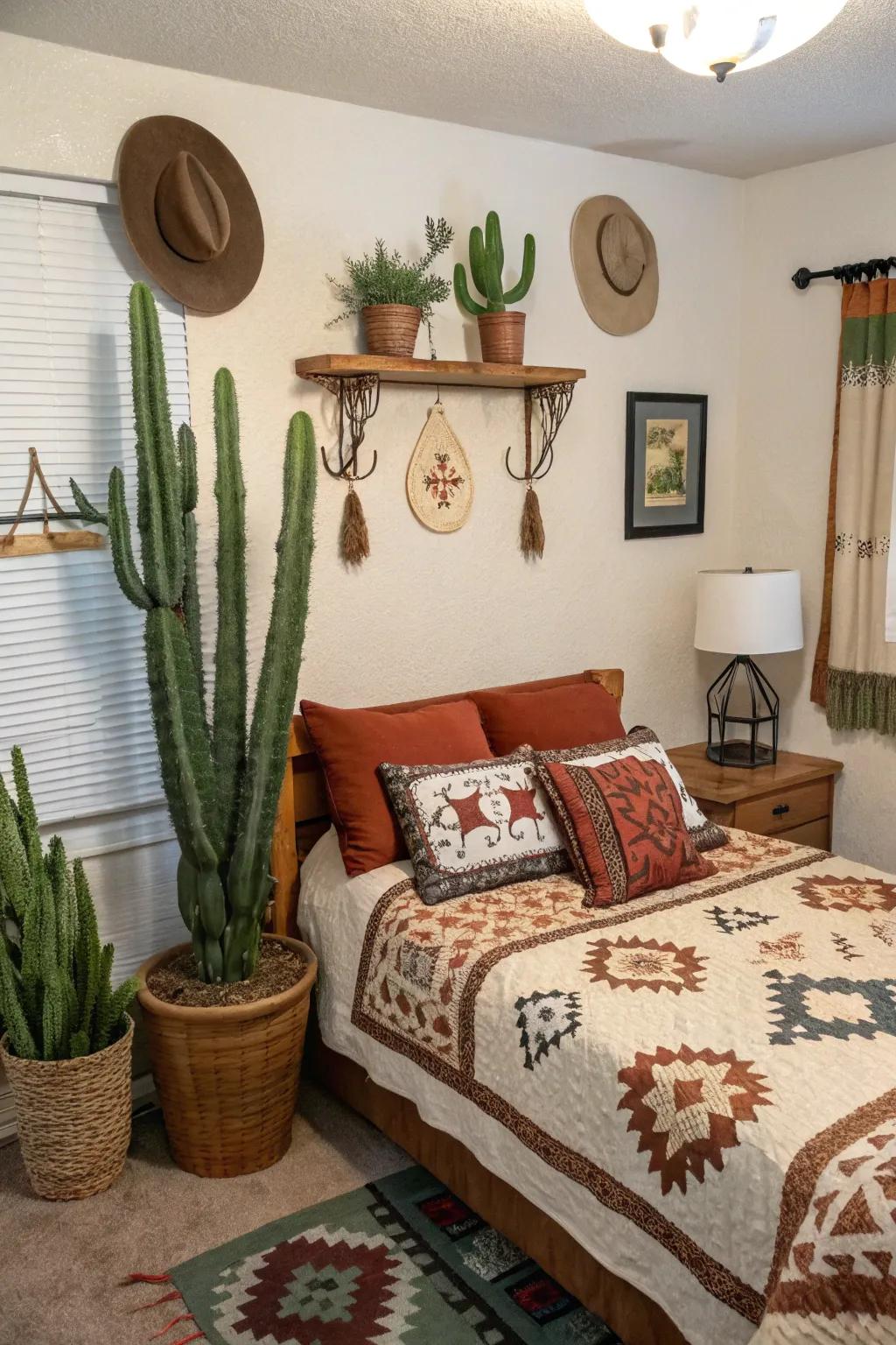 Cactus decor infuses a touch of western desert charm.