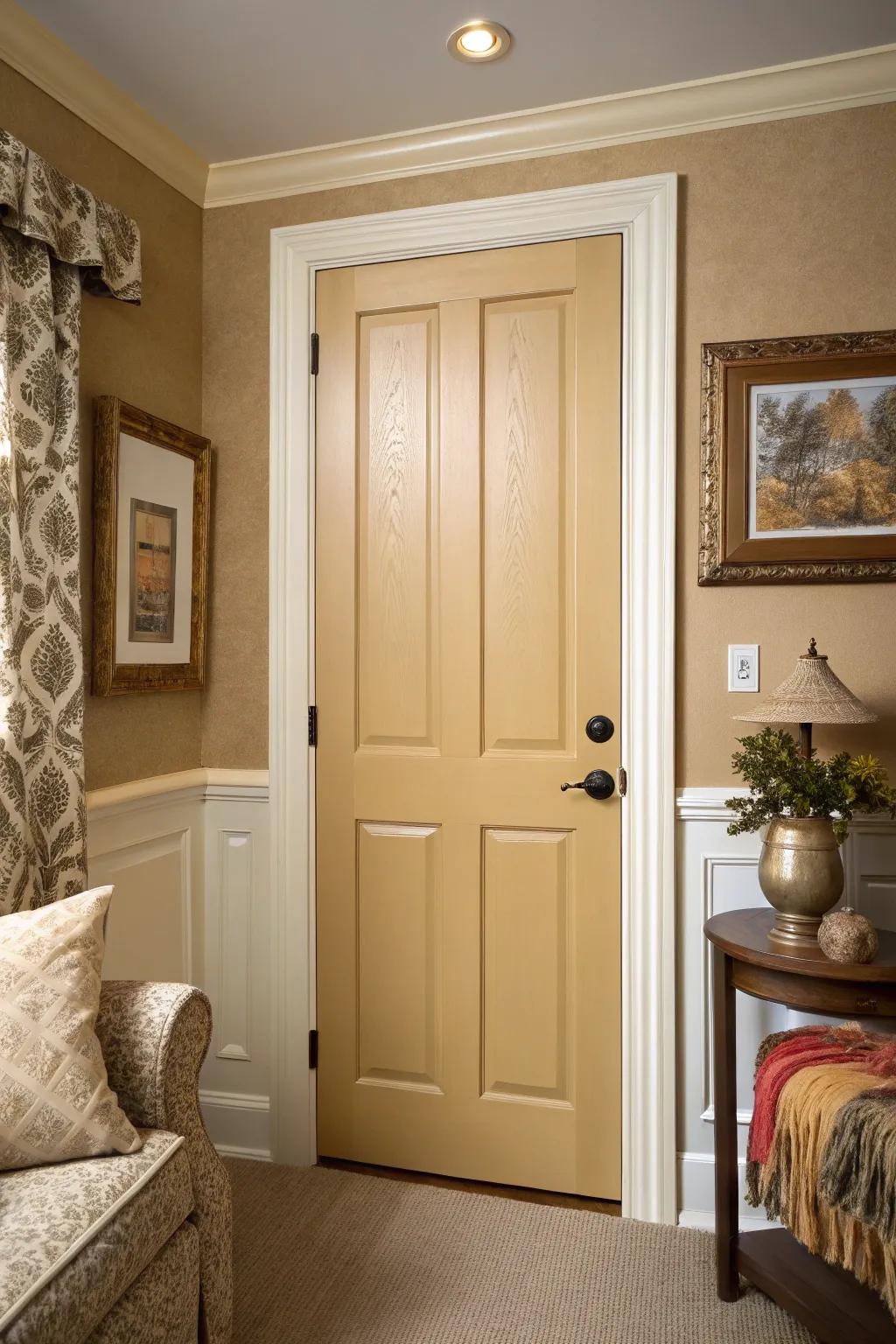 Warm beige doors offer a harmonious and cozy feel.