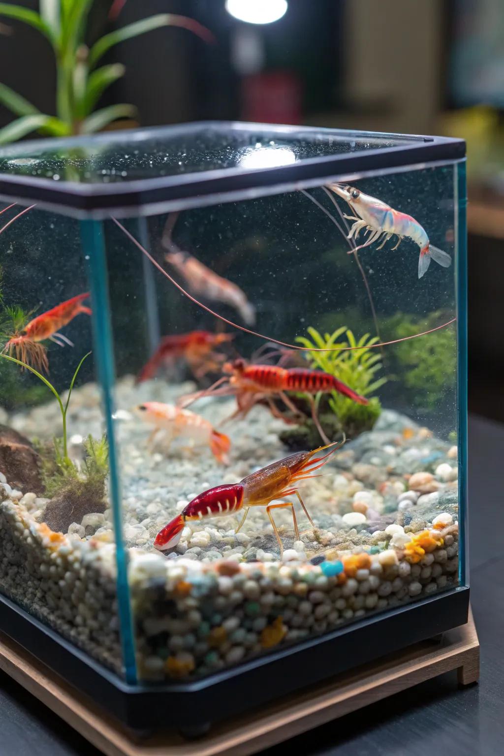 Bring vibrancy with a colorful shrimp colony.