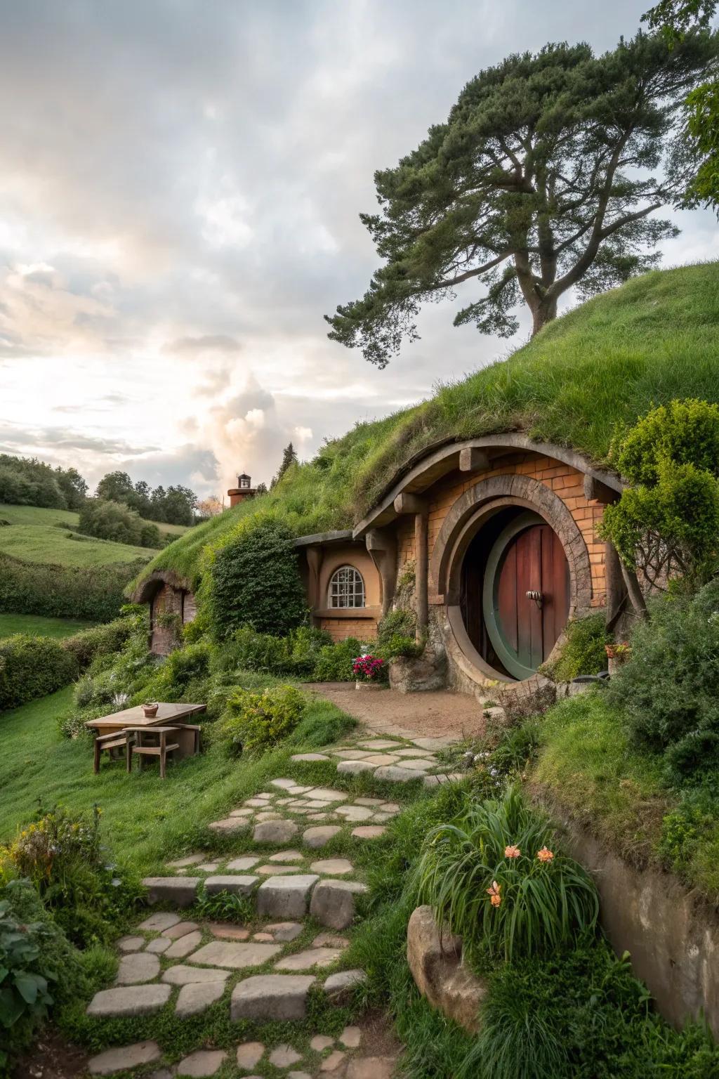 Live out your fantasy in a charming hobbit house.