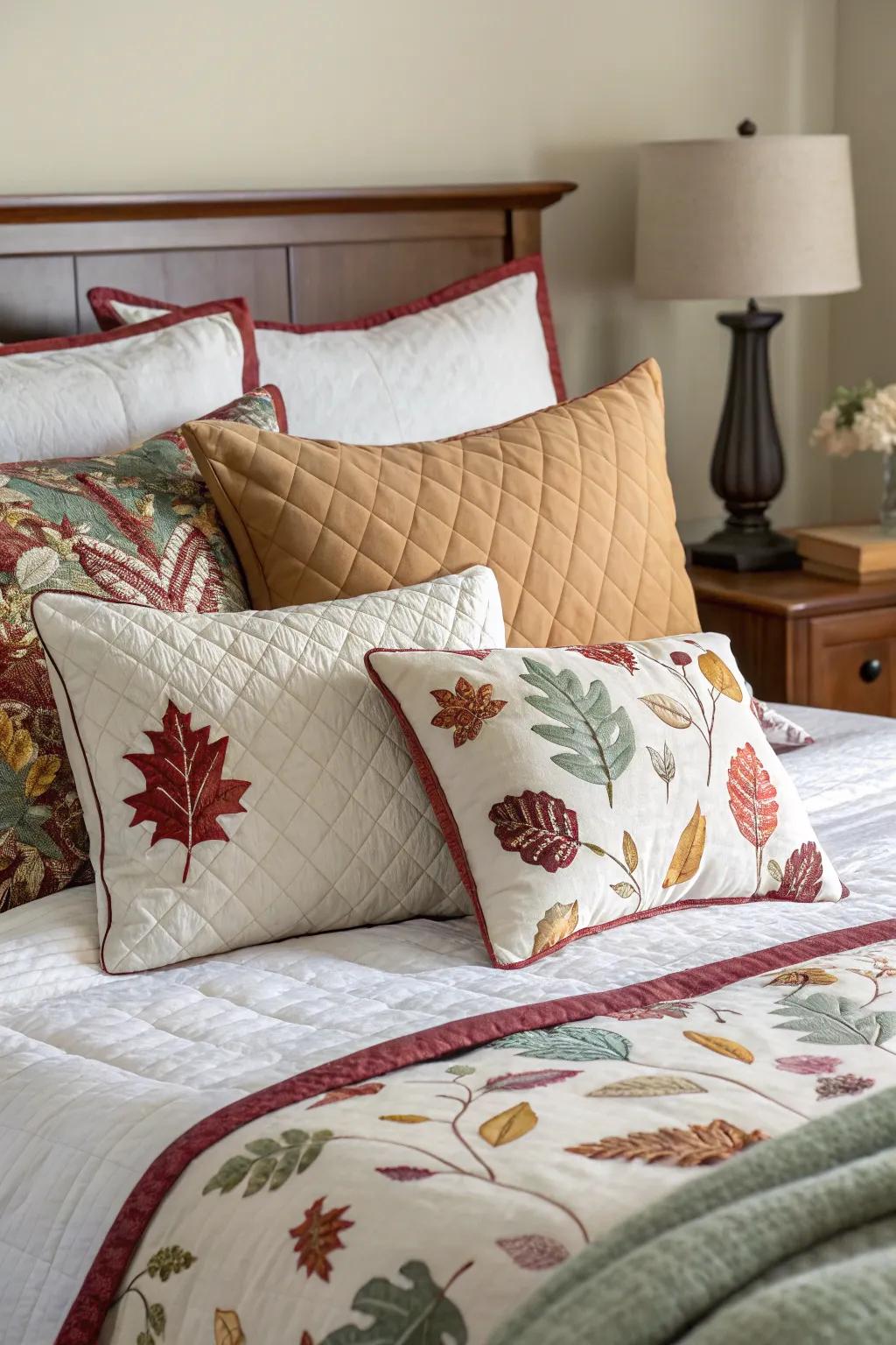 Refresh your bedroom with a seasonal pillow switch.