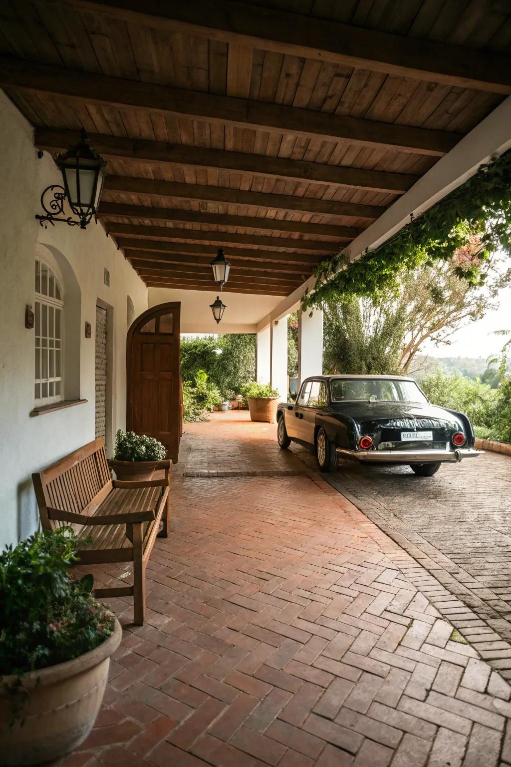 Brick flooring offers a classic, timeless appeal.