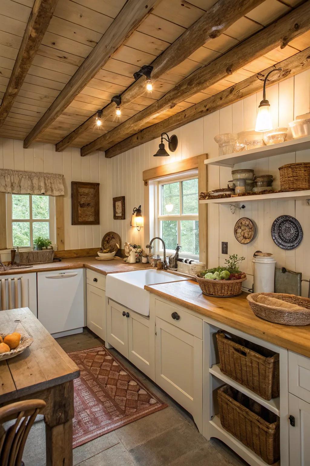 Add charm and texture with beadboard ceiling panels.