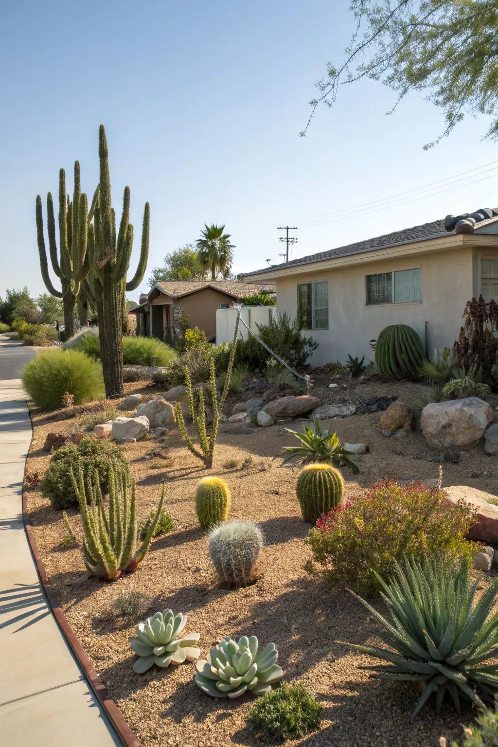 Xeriscaping offers an eco-friendly and striking landscape.