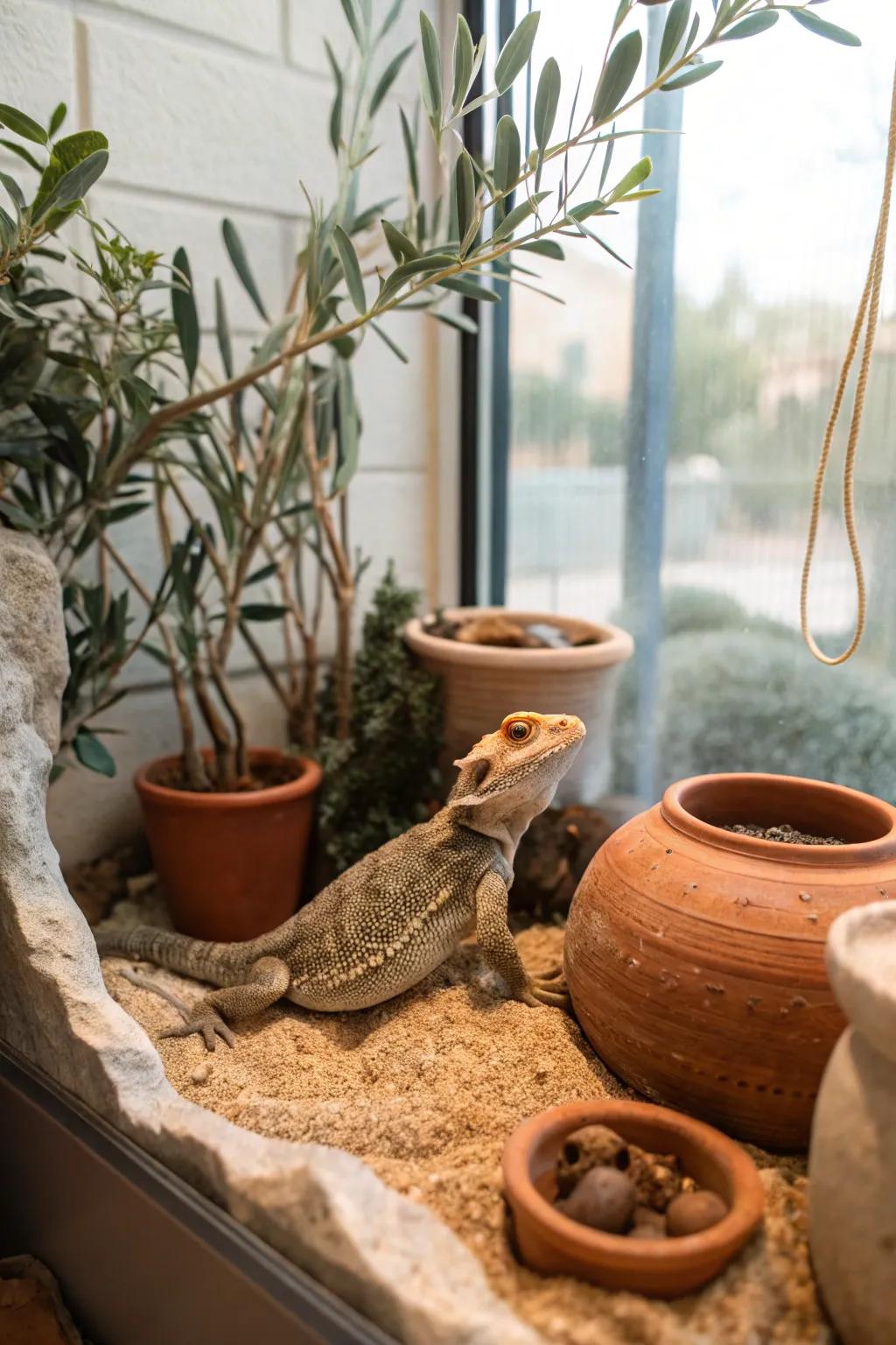 A Mediterranean-themed tank offering a warm and sunny escape.