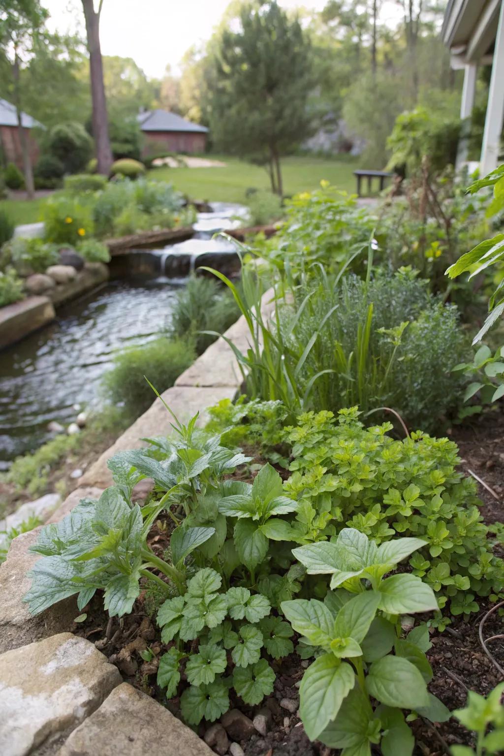Delicious flora flourishes by the stream, furnishing fresh fixings for your kitchen.