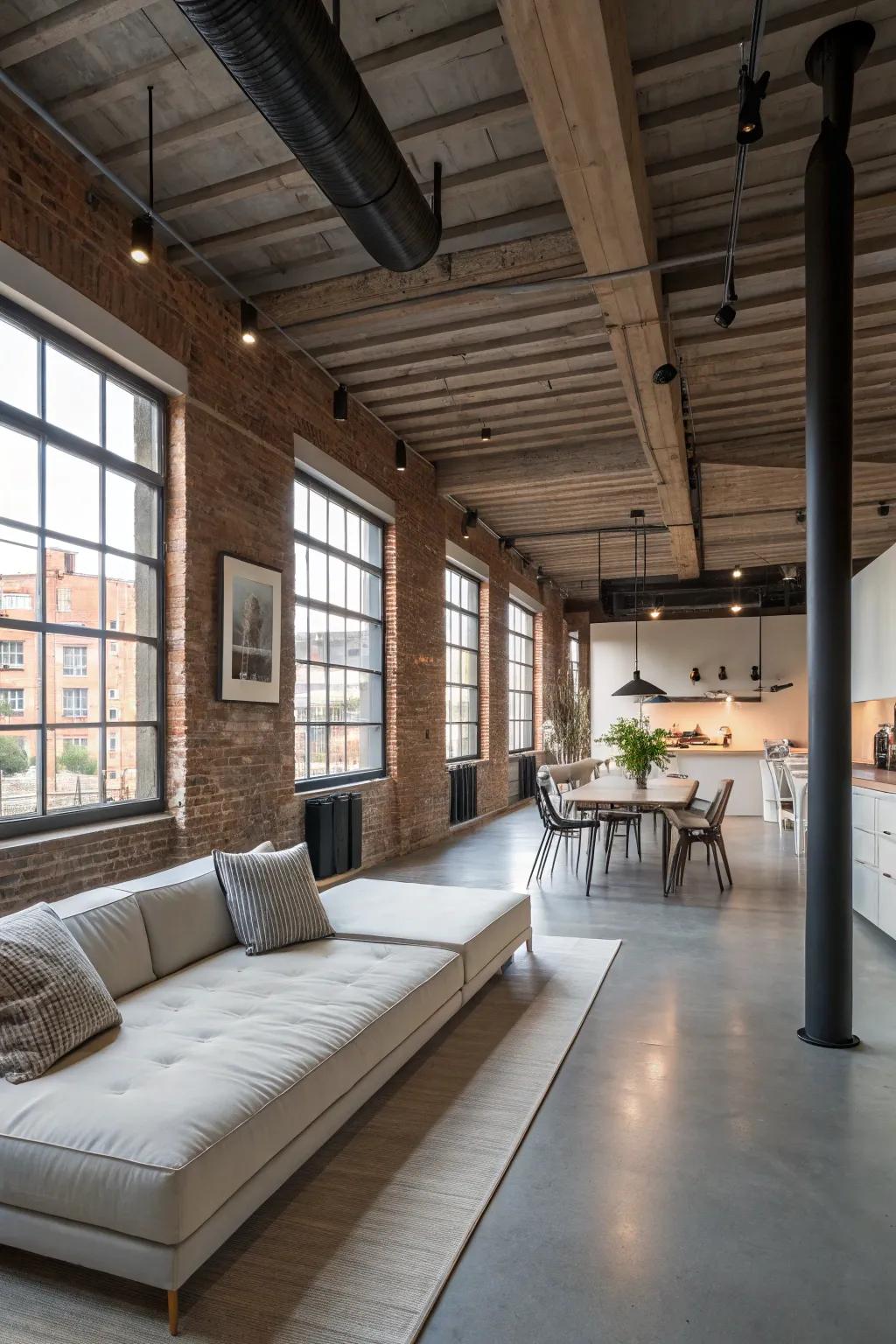 A daybed in a loft setting, offering dynamic living solutions.