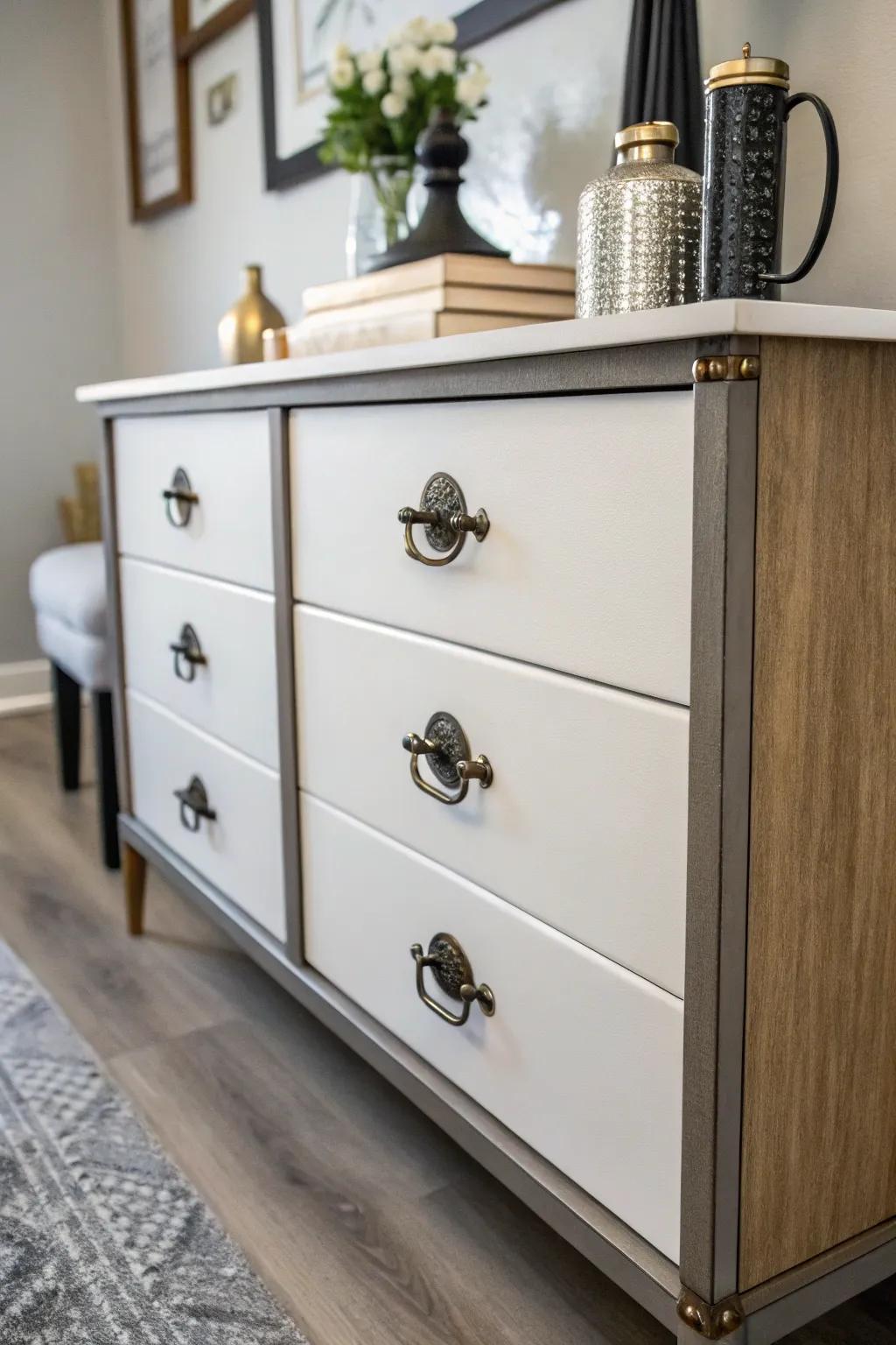 Period hardware converts plain furniture into special items.