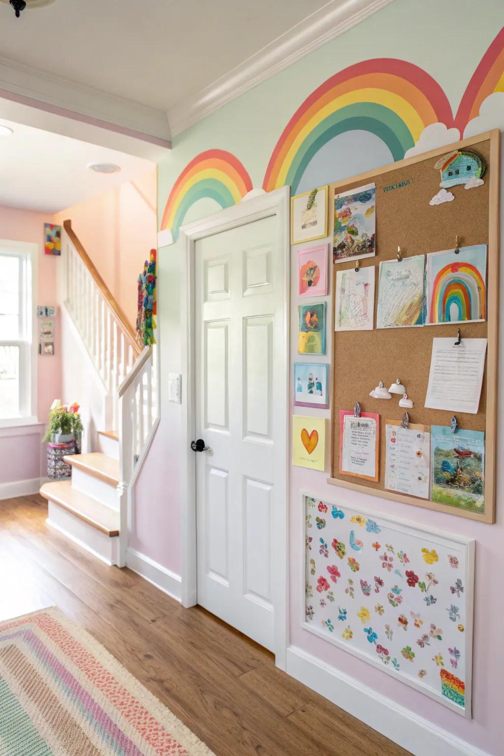 Shine bright with a rainbow-themed bulletin board.