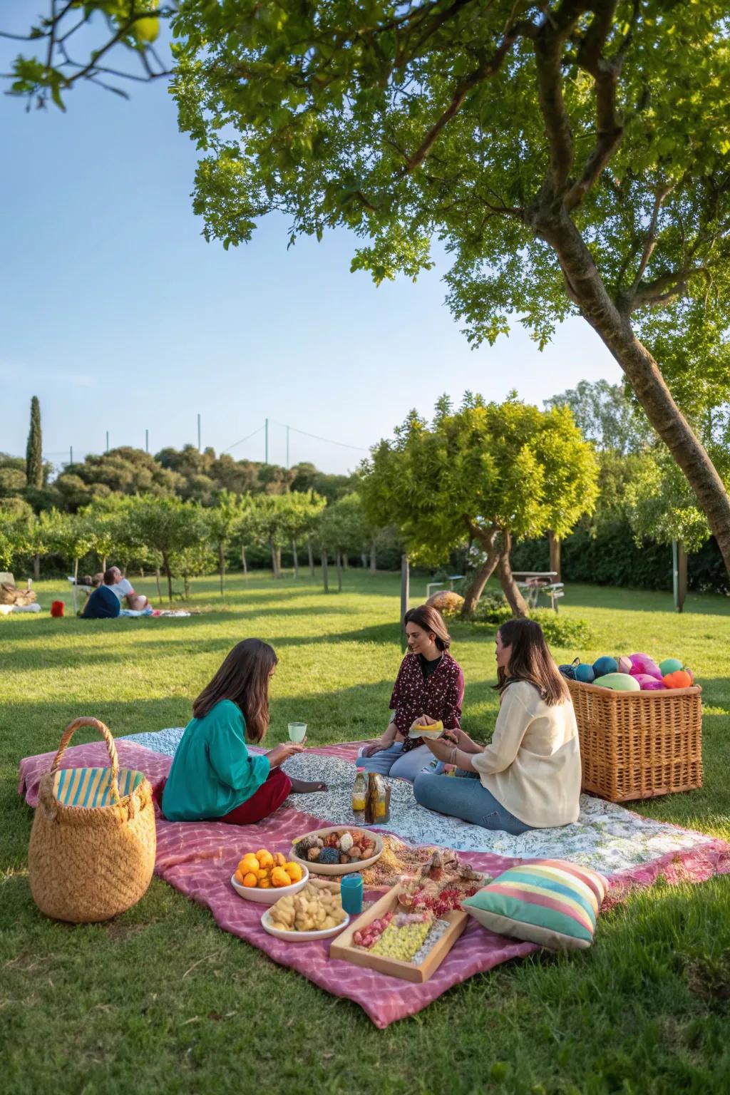 A delightful outdoor gathering with friends for Galentine's Day.