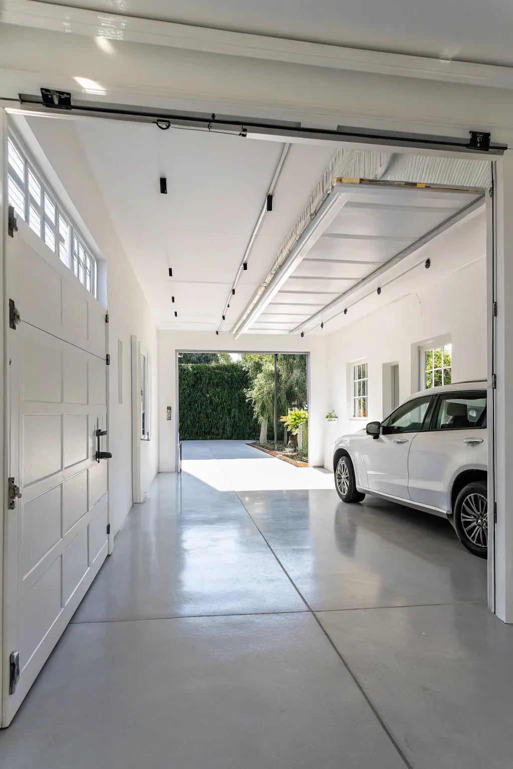 White walls make your garage feel bright and spacious.