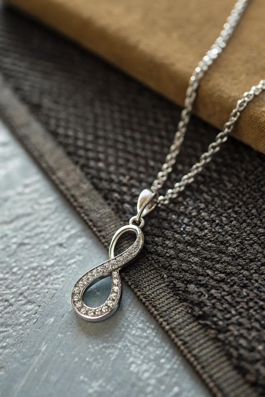 An infinity symbol necklace symbolizing endless love.