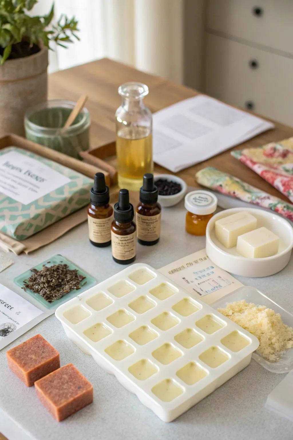 A creative DIY soap making kit ready to gift.