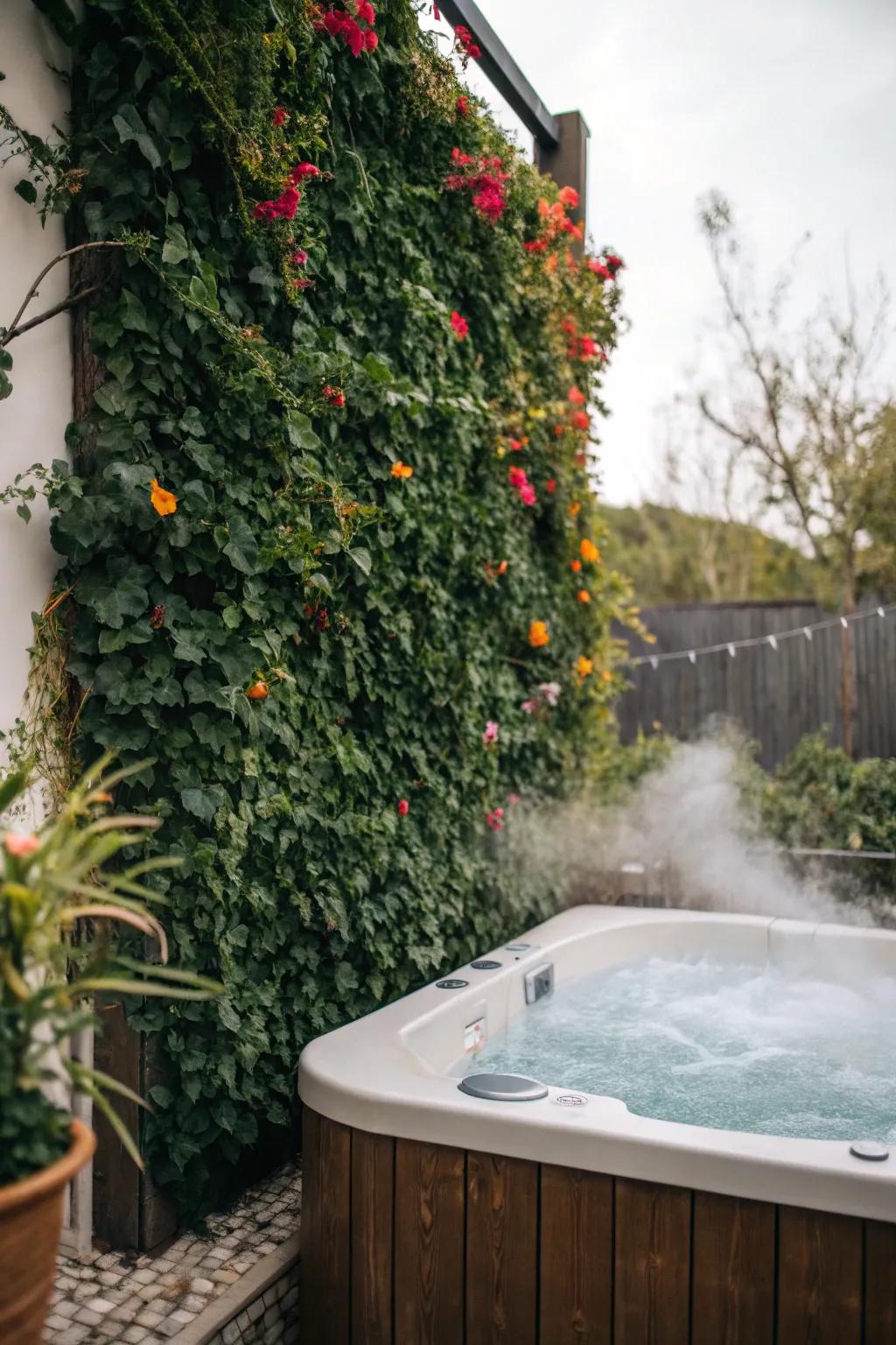 A living wall of vines provides lush and fragrant privacy.