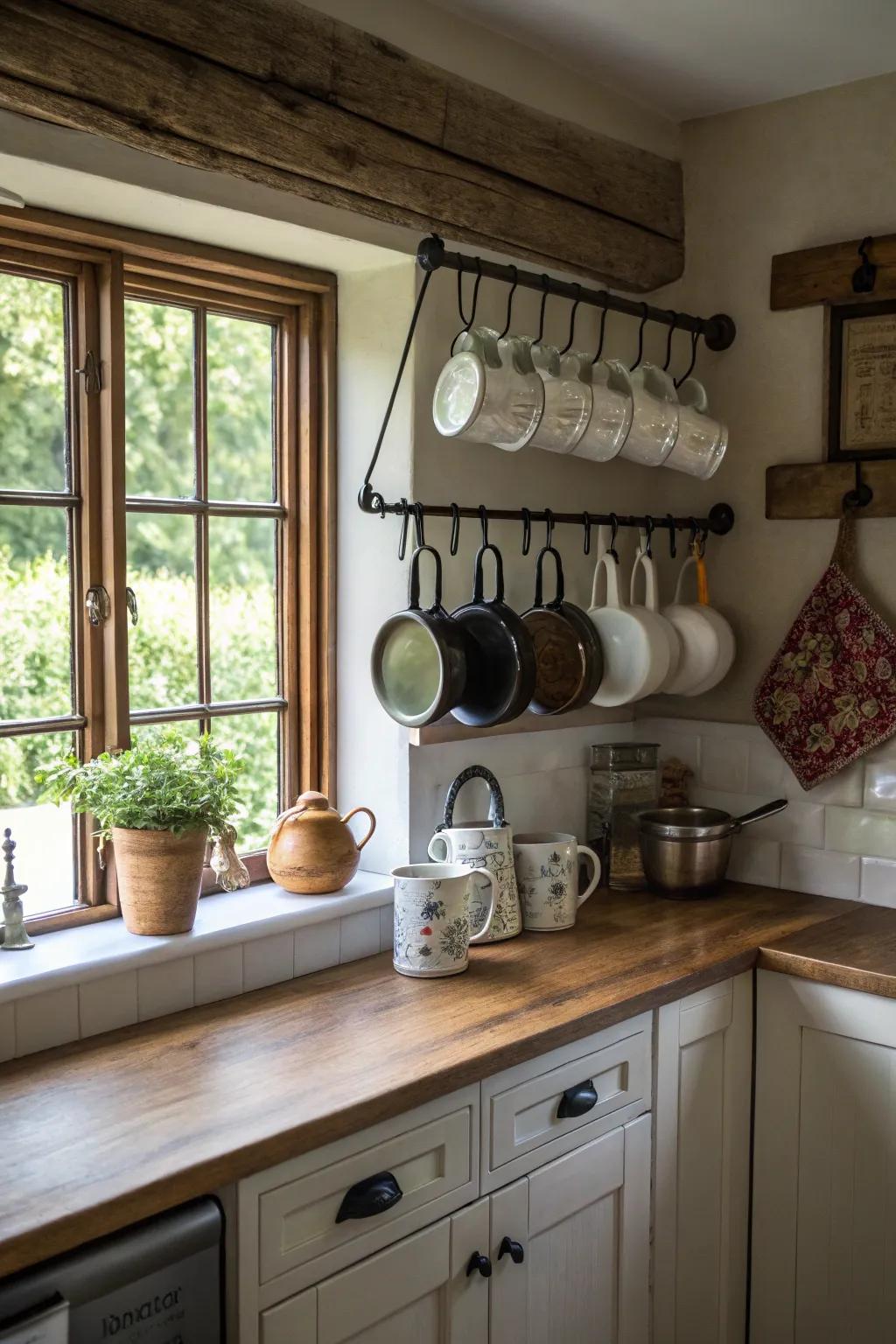 Hanging wall racks make efficient use of vertical space.