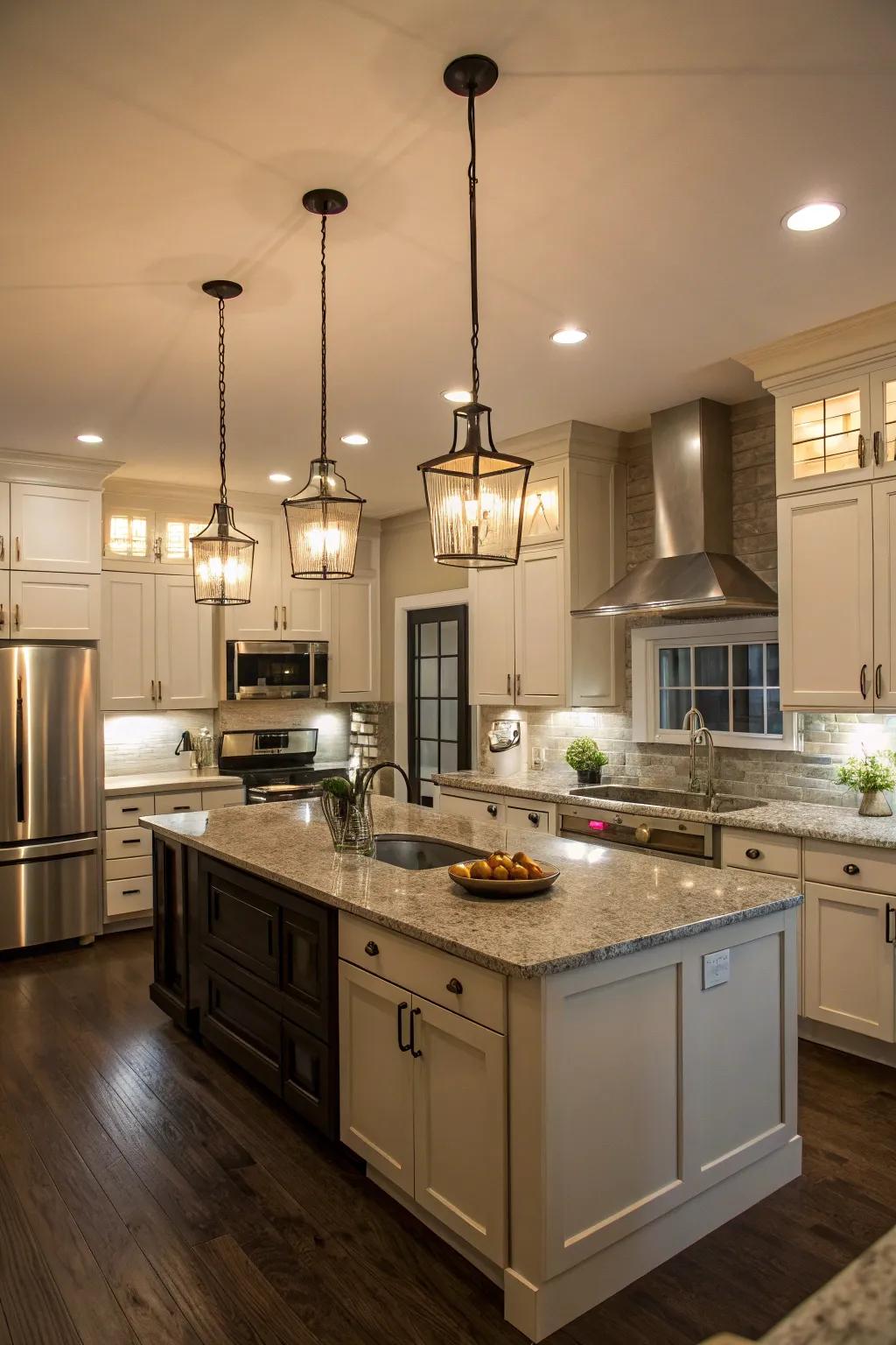 Recessed lighting ensures a balanced and layered illumination.