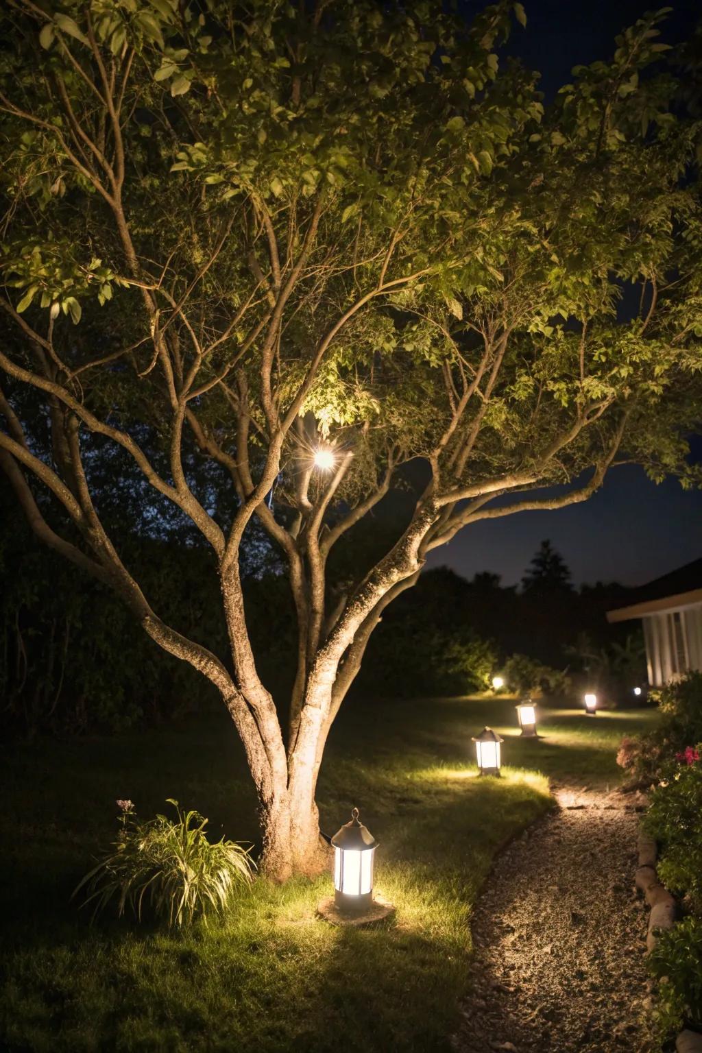 Night lighting adds a magical ambiance to your garden.