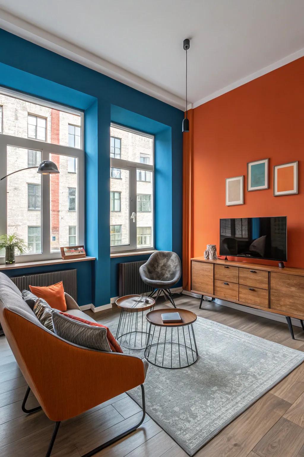 Bold wall colors transforming the space.